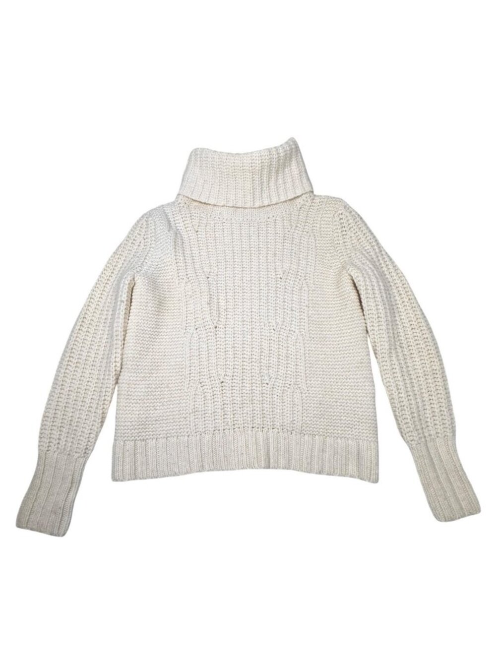 Banana Republic Merino Wool Alpaca Chunky Sweater S Ivory Turtleneck Minimalist